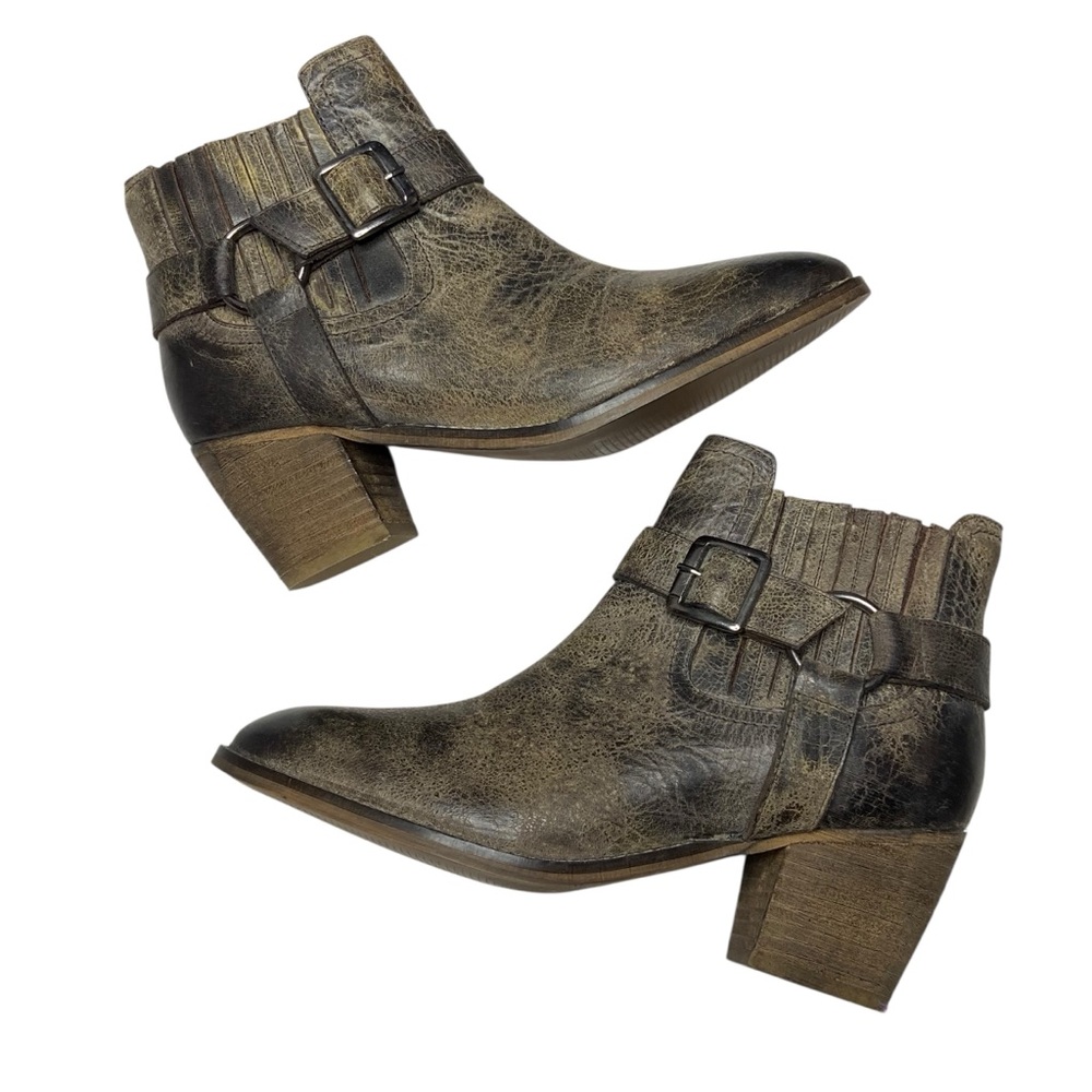 DIBA TRUE Ankle Boots Mud Play Leather Heeled Harness Short Brown Womens Size 8